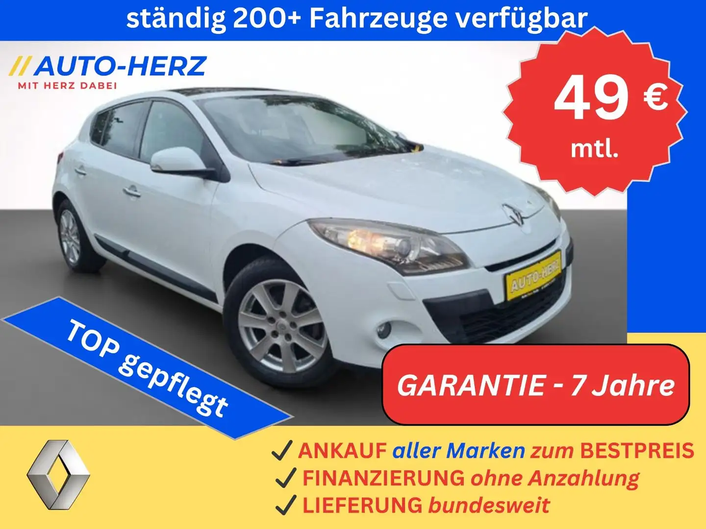 Renault Megane 5-trg. XENON+NAVI+PDC+PANORAMA+KLIMAAUTOM Weiß - 1