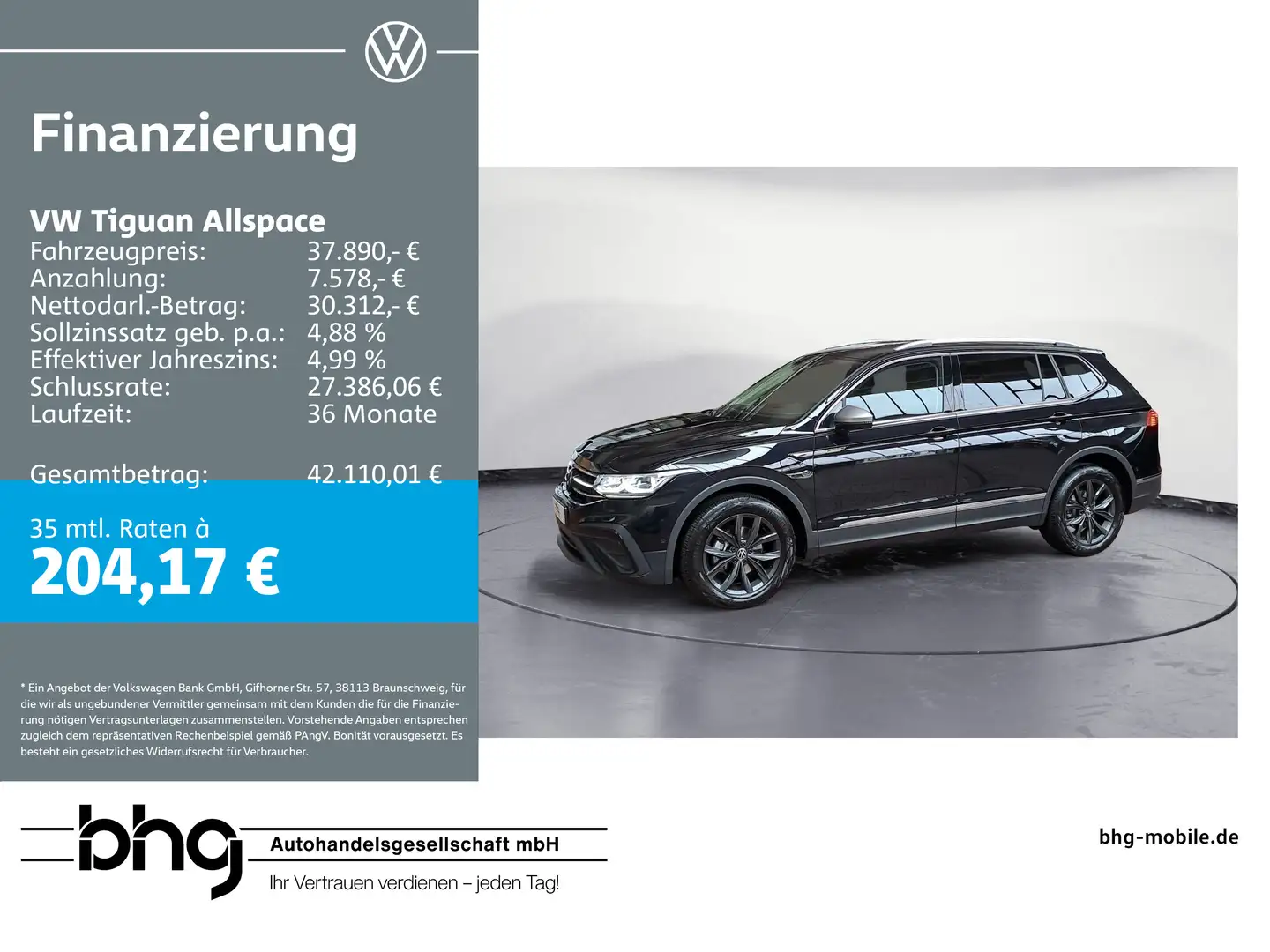 Volkswagen Tiguan Allspace Life 2.0 l TDI SCR 110 k *AHK*LE Schwarz - 1