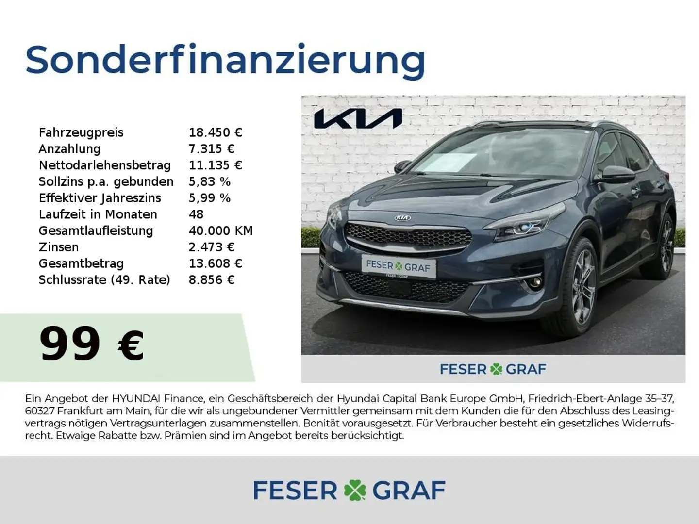 Kia XCeed 1.6D 136 48V SPIRIT NAVI XCLUSIVE GLASDACH Blau - 1