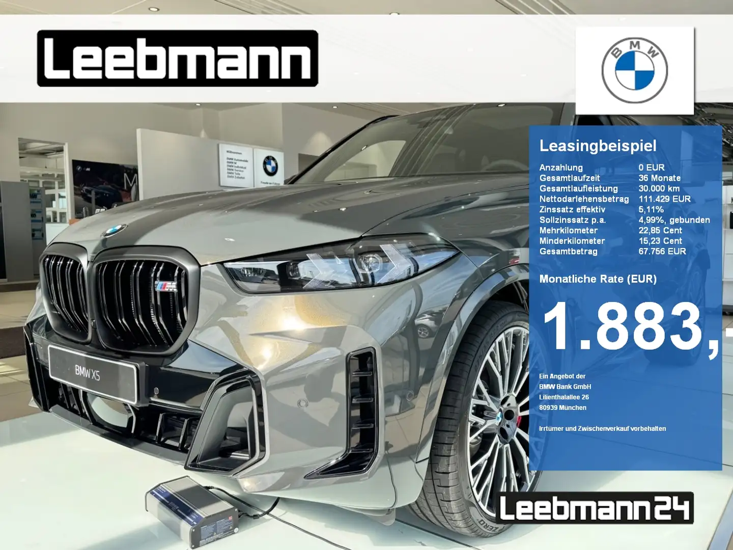 BMW X5 M 60i LuftFW/B&W/VolllederMerino/Alcantara Gris - 1