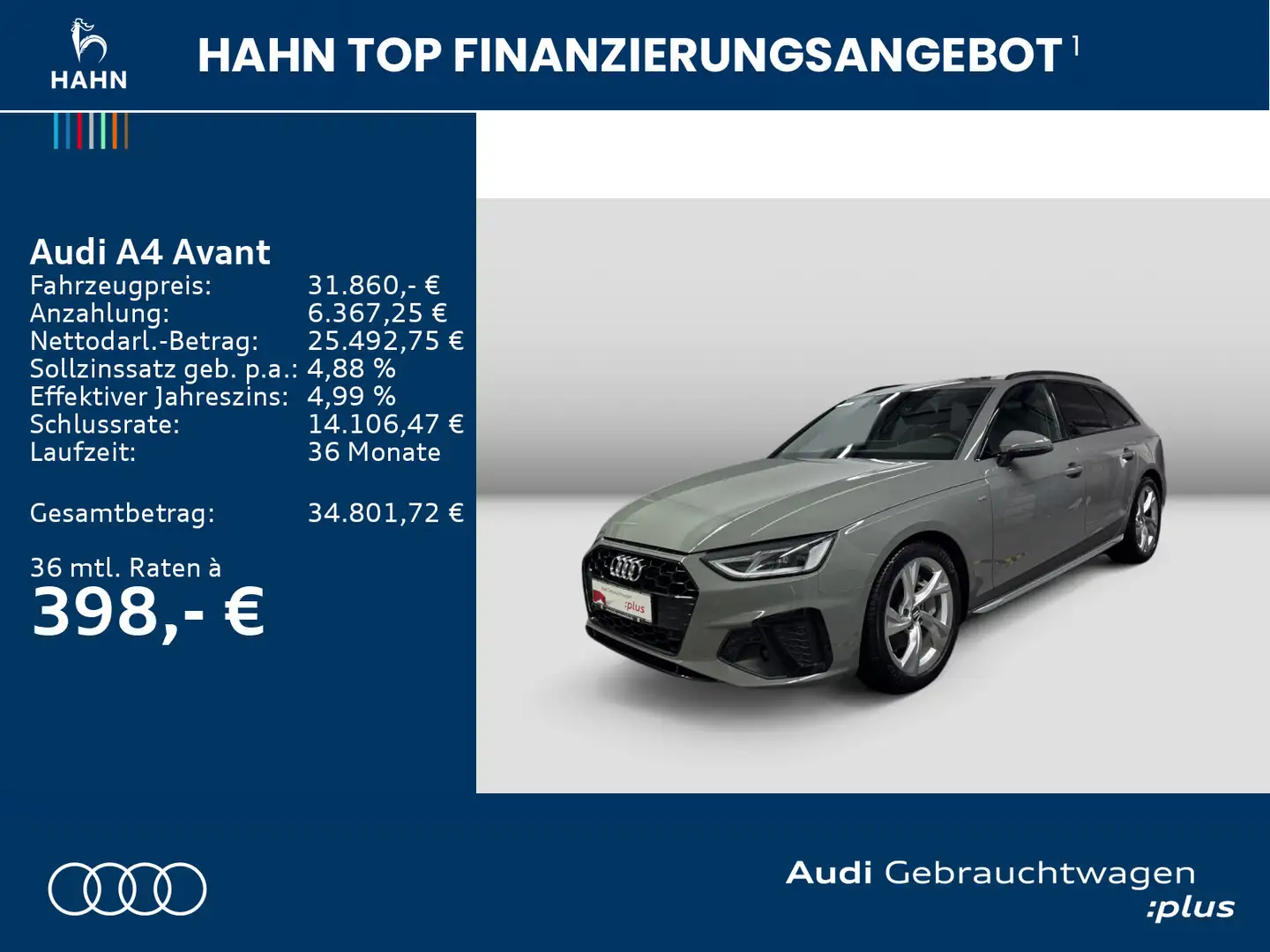 Audi A4 40 TDI S line Navi Pano CAM Carplay LED Gris - 2