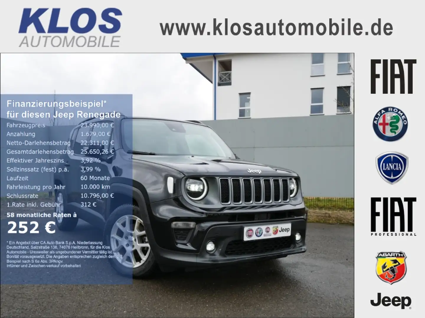 Jeep Renegade LIMITED e-HYBRID 1.5 GSE T4 48V 130PS DCT 4x2 NAVI Schwarz - 1