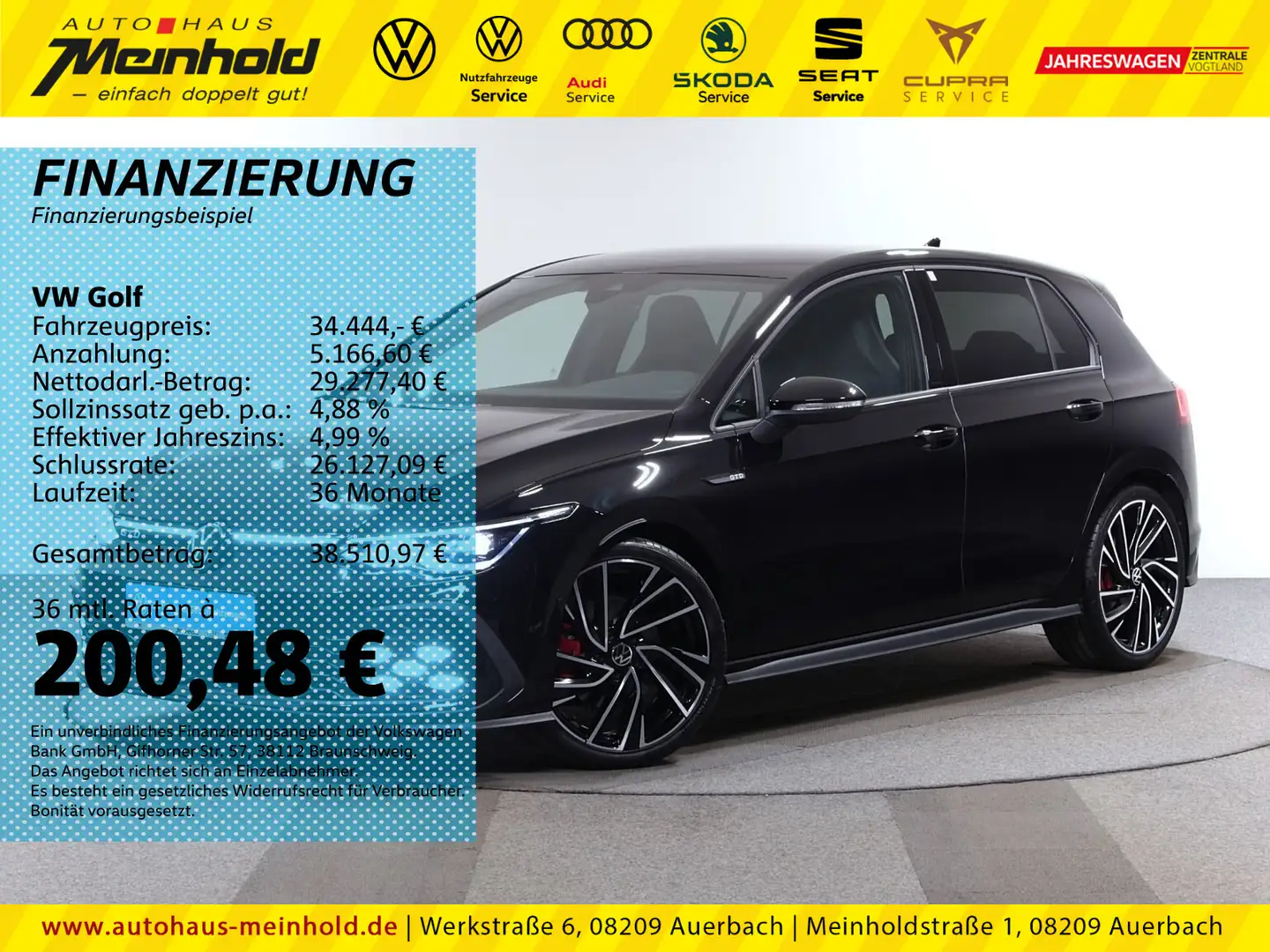 Volkswagen Golf GTD 2.0 TDI DSG,Standh.,IQ.LIGHT,Kamera,19" Noir - 1