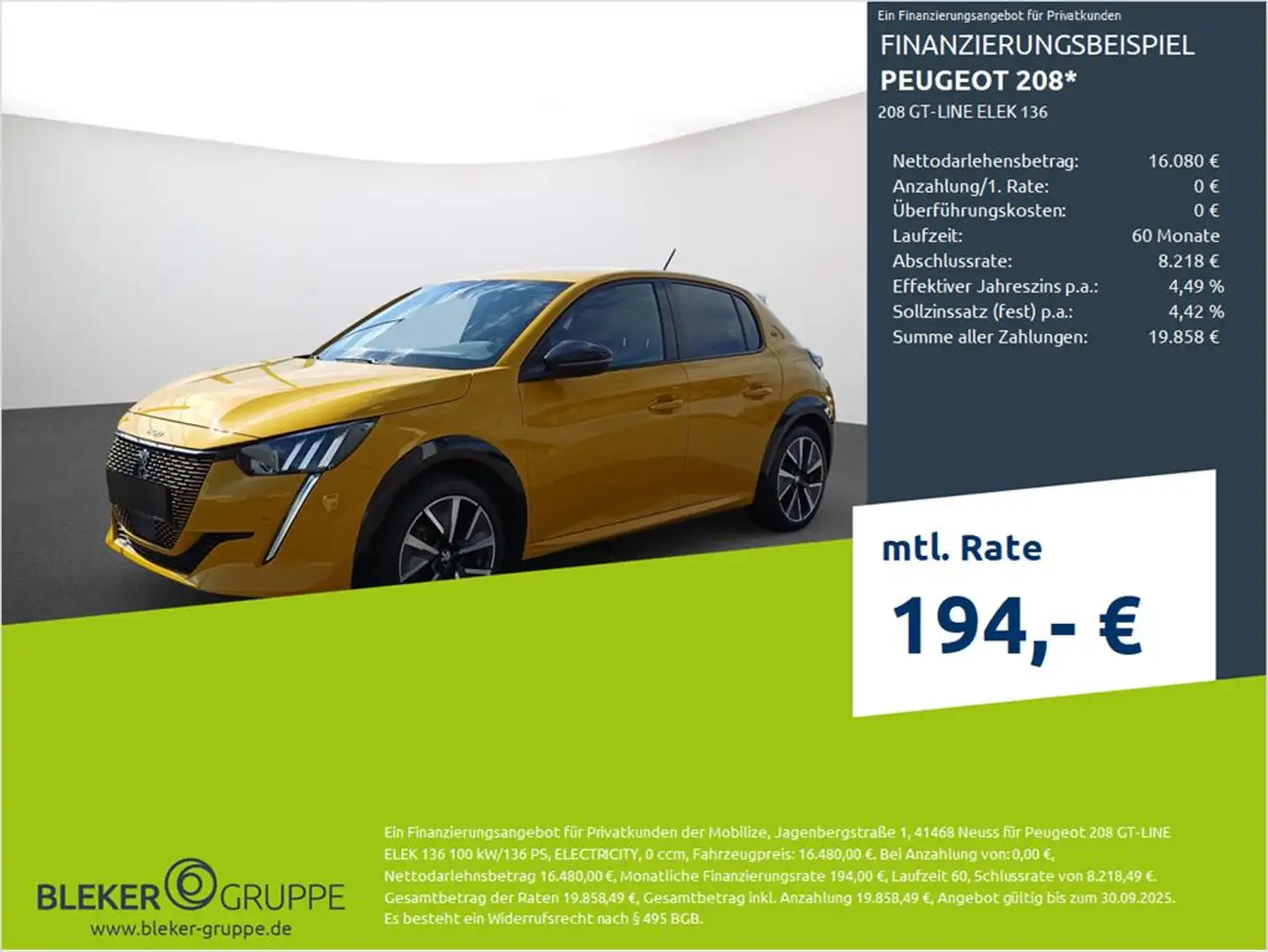 Peugeot 208 208 GT-LINE ELEK 136 Gelb - 1