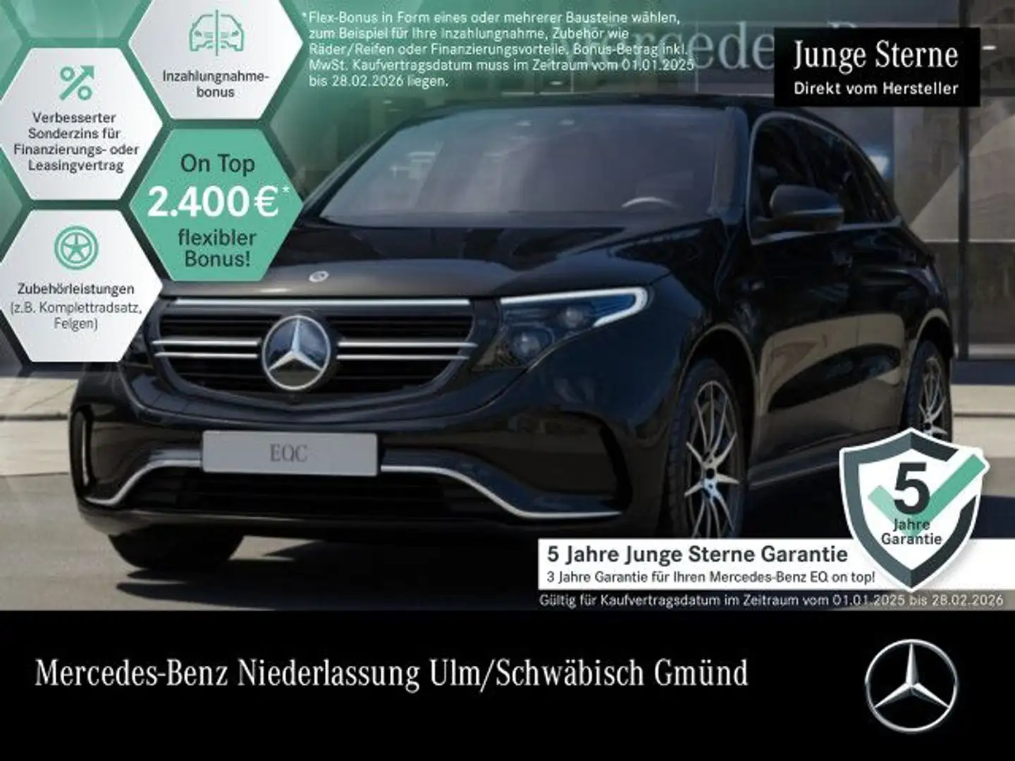 Mercedes-Benz EQC 400 4M AMG+360+AHK+MULTIBEAM+FAHRASS+KEYLESS Noir - 1