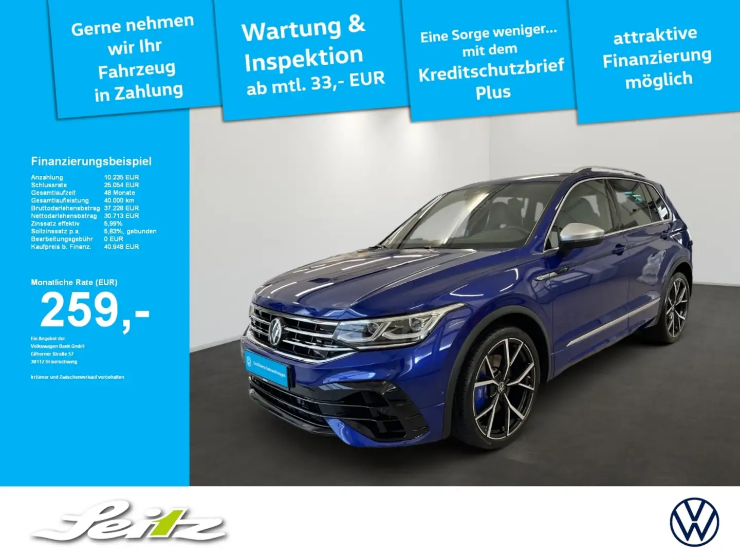 Volkswagen Tiguan 2.0 TSI 4M R *AHK*HEAD-UP*PANO*MATRIX* Blauw - 1