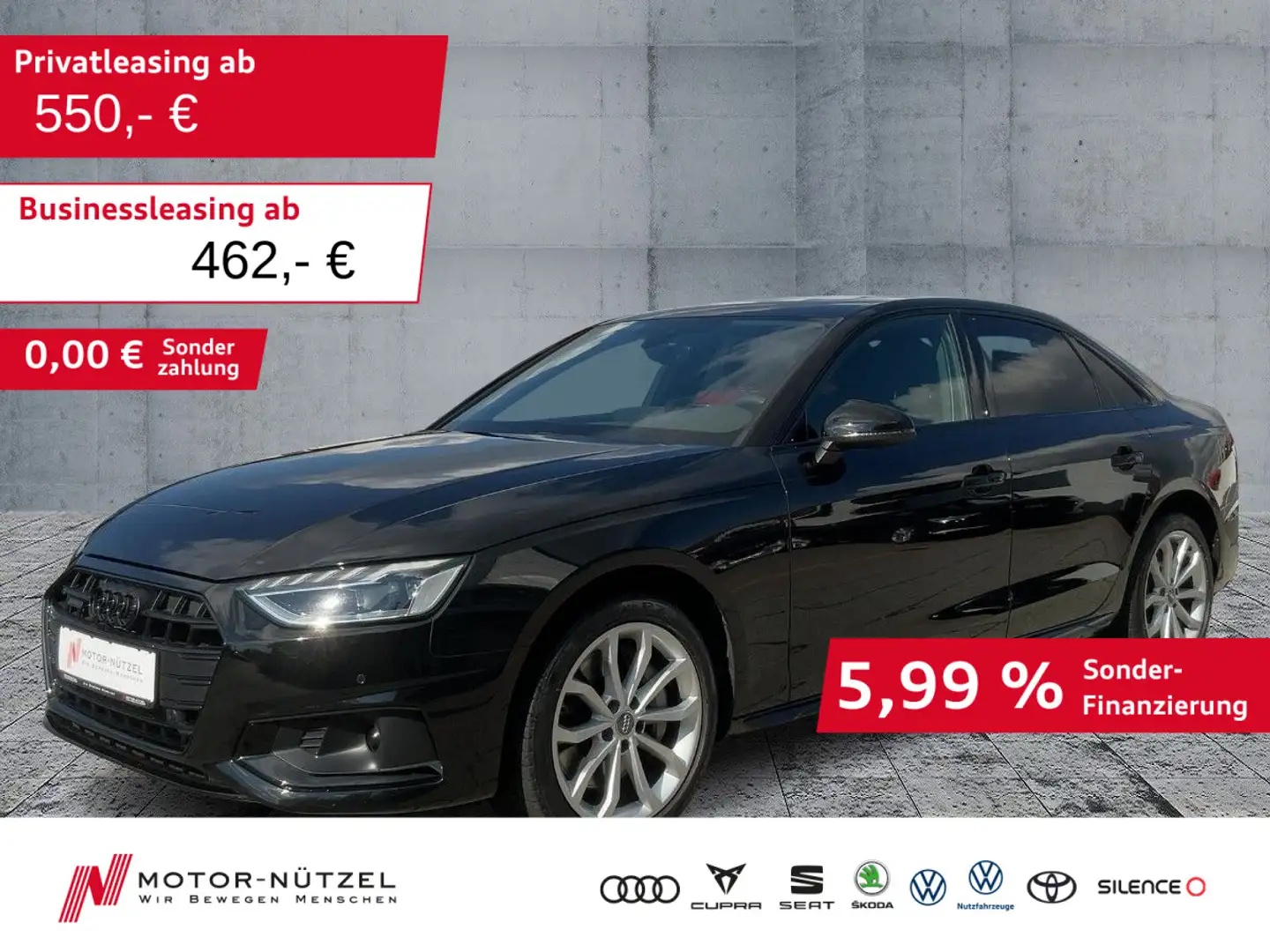 Audi A4 50 TDI QU LED+NAVI+PANO+AHK-VORB. Schwarz - 1