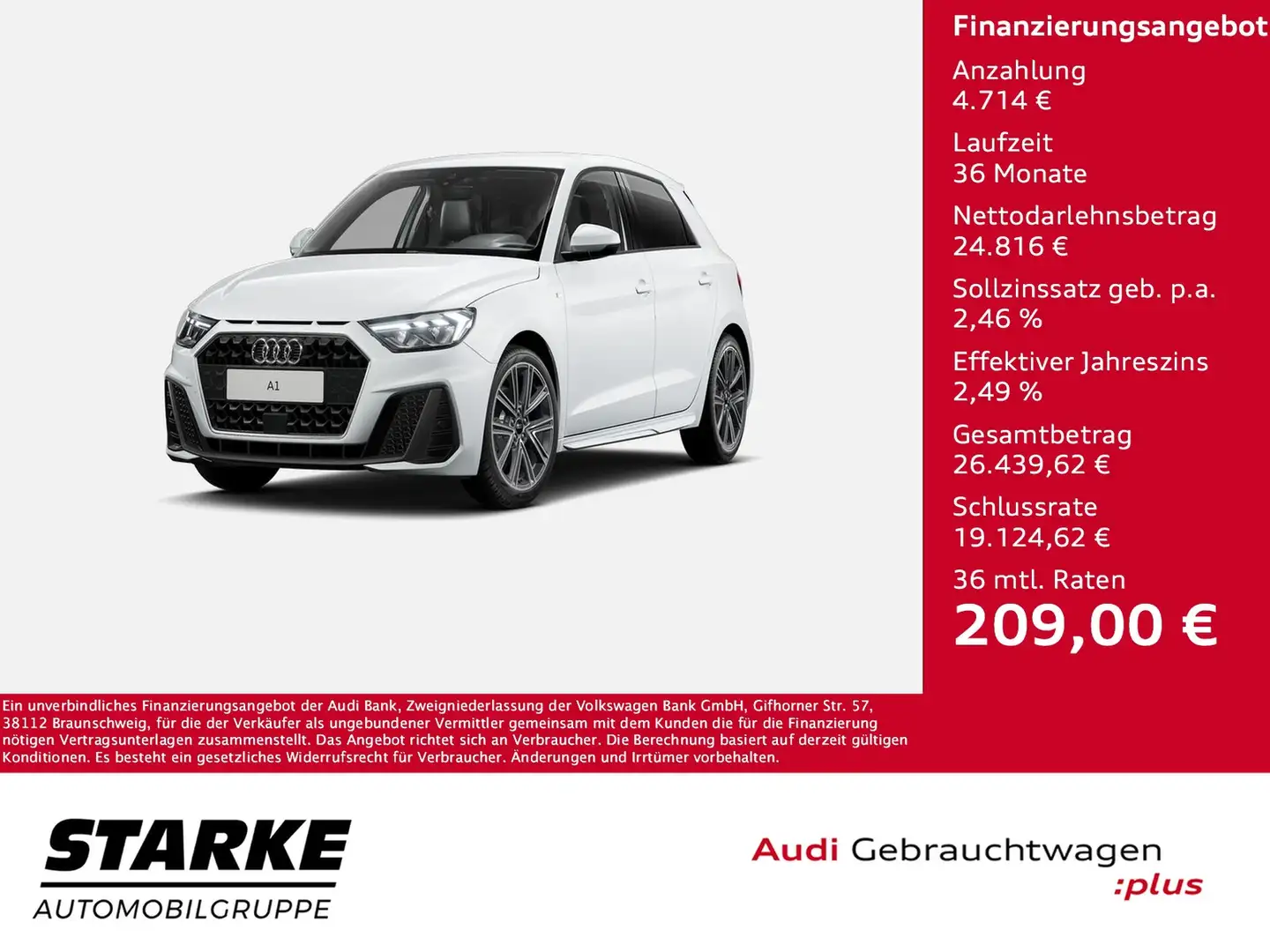 Audi A1 Sportback 30 TFSI S tronic S line NaviPlus LED ... Weiß - 1