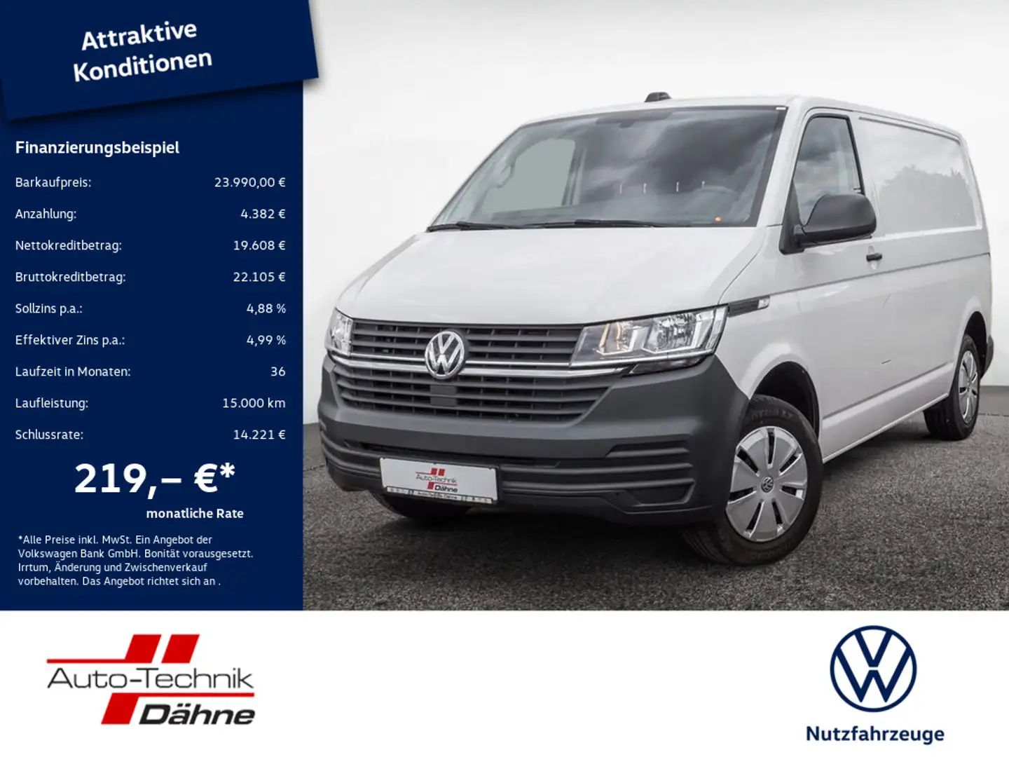 Volkswagen T6.1 Kasten 2.0 TDI KLIMA RÜCKFAHRKAMERA NAVI Blanco - 1