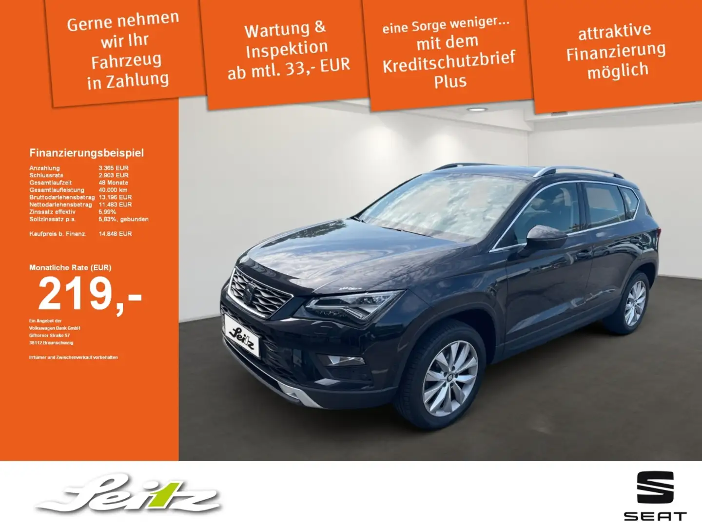 SEAT Ateca 1.4 TSI Style *NAVI*PARKSENSOR*SITZH* Schwarz - 1