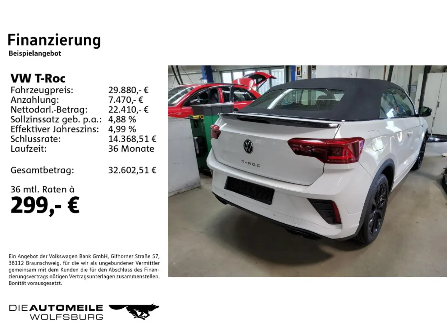 Volkswagen T-Roc Cabrio 1.5 TSI DSG R-Line Rückfahrkam/App- Weiß - 2