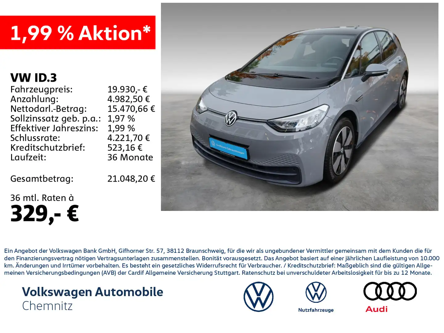 Volkswagen ID.3 Pure Performance City LED CarPlay ACC Grau - 1