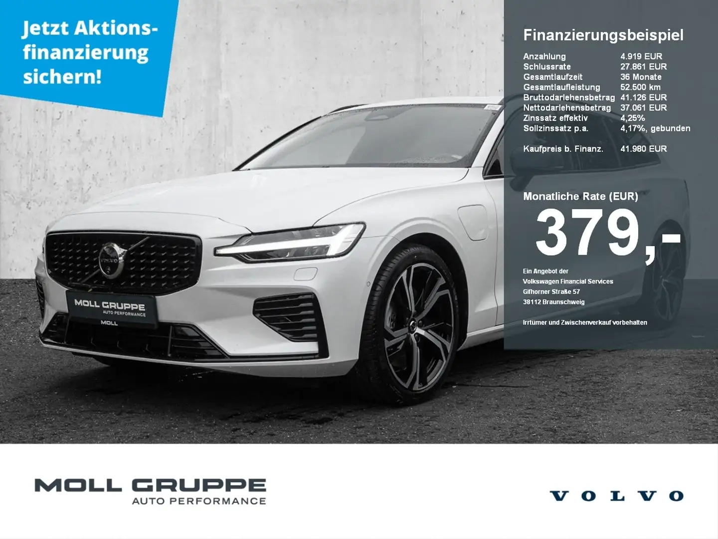 Volvo V60 T6 Twin Engine AWD Plus Dark 4xSHZ ACC AUT Weiß - 1