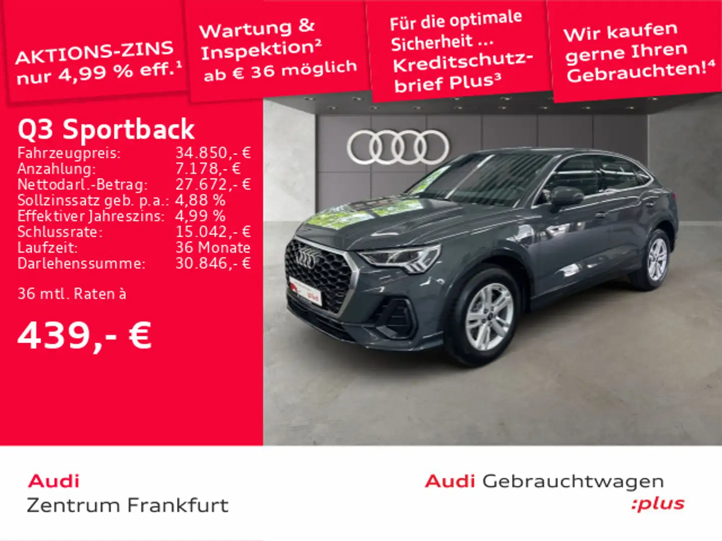 Audi Q3 45 TFSI e S tronic LED ACC B&O 360° Grau - 1
