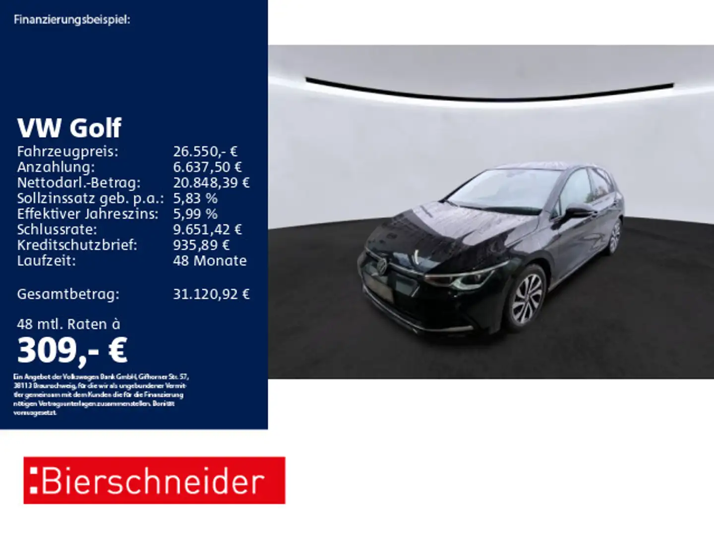 Volkswagen Golf 8 2.0 TDI DSG Active AHK PANO MATRIX CAM AC Schwarz - 1