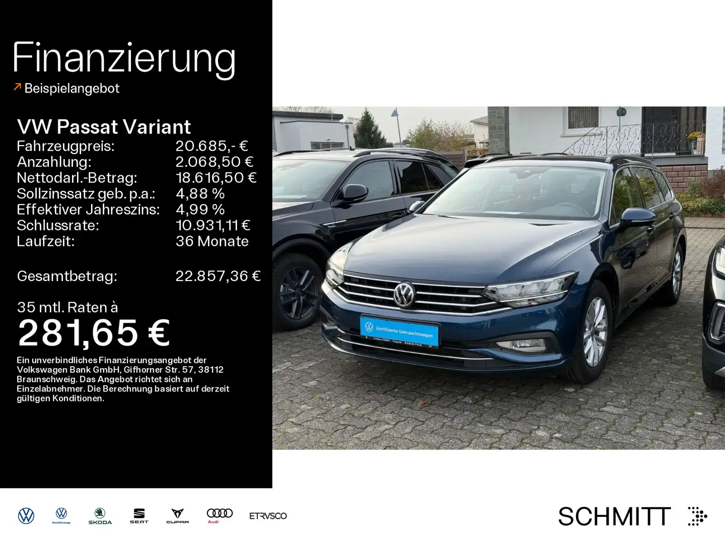 Volkswagen Passat Variant 1,5 TSI AHK+LED+Navi+ACC+Massage Blau - 1