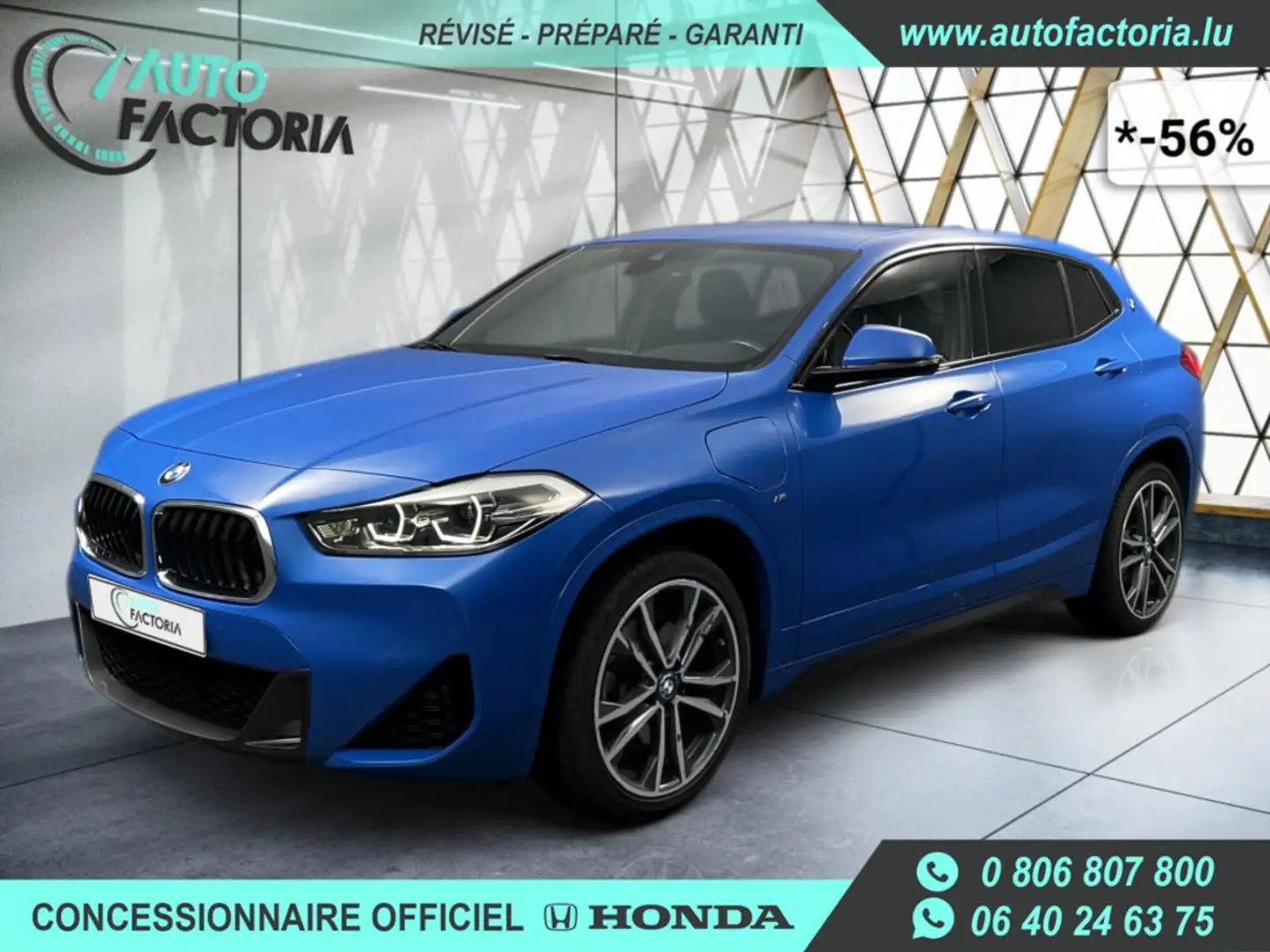 BMW X2 -56% 25E HYB 220cv BVA 4x4 M SPORT+GPS+CAM+Opts Bleu - 1