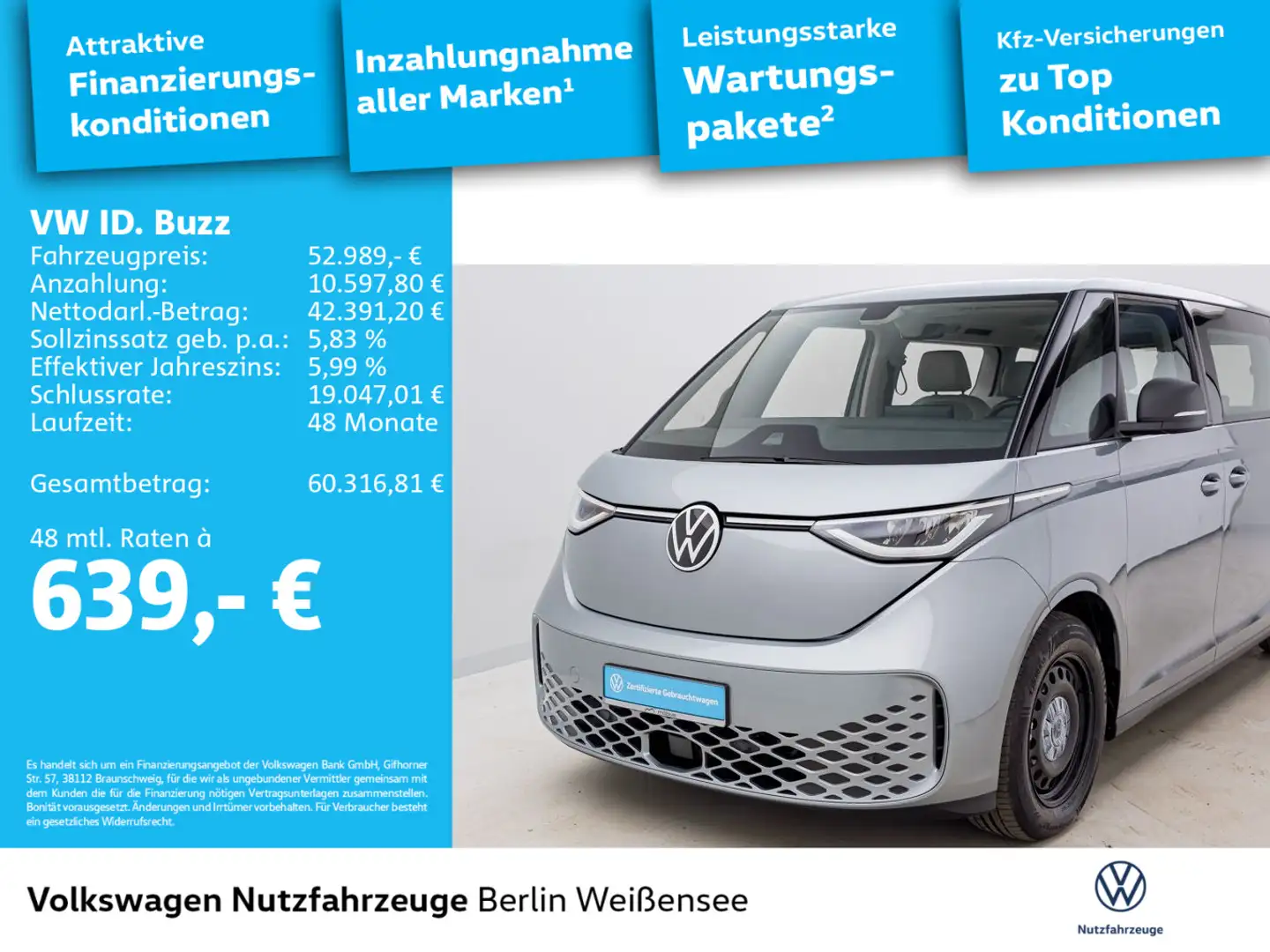 Volkswagen ID. Buzz ID.Buzz Pro LR*AHK*PDC*MASSAGE*LANE*MFL*LHZ* Silber - 2