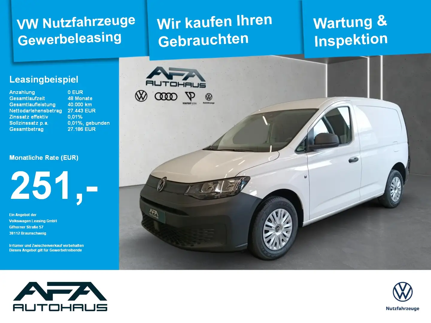 Volkswagen Caddy Cargo 2.0 TDI PDC*Vorb AHK*Klima Blanc - 1