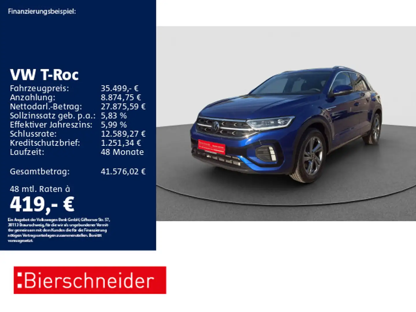 Volkswagen T-Roc 2.0 TDI DSG R-Line AHK PANO MATRIX STAND Bleu - 1