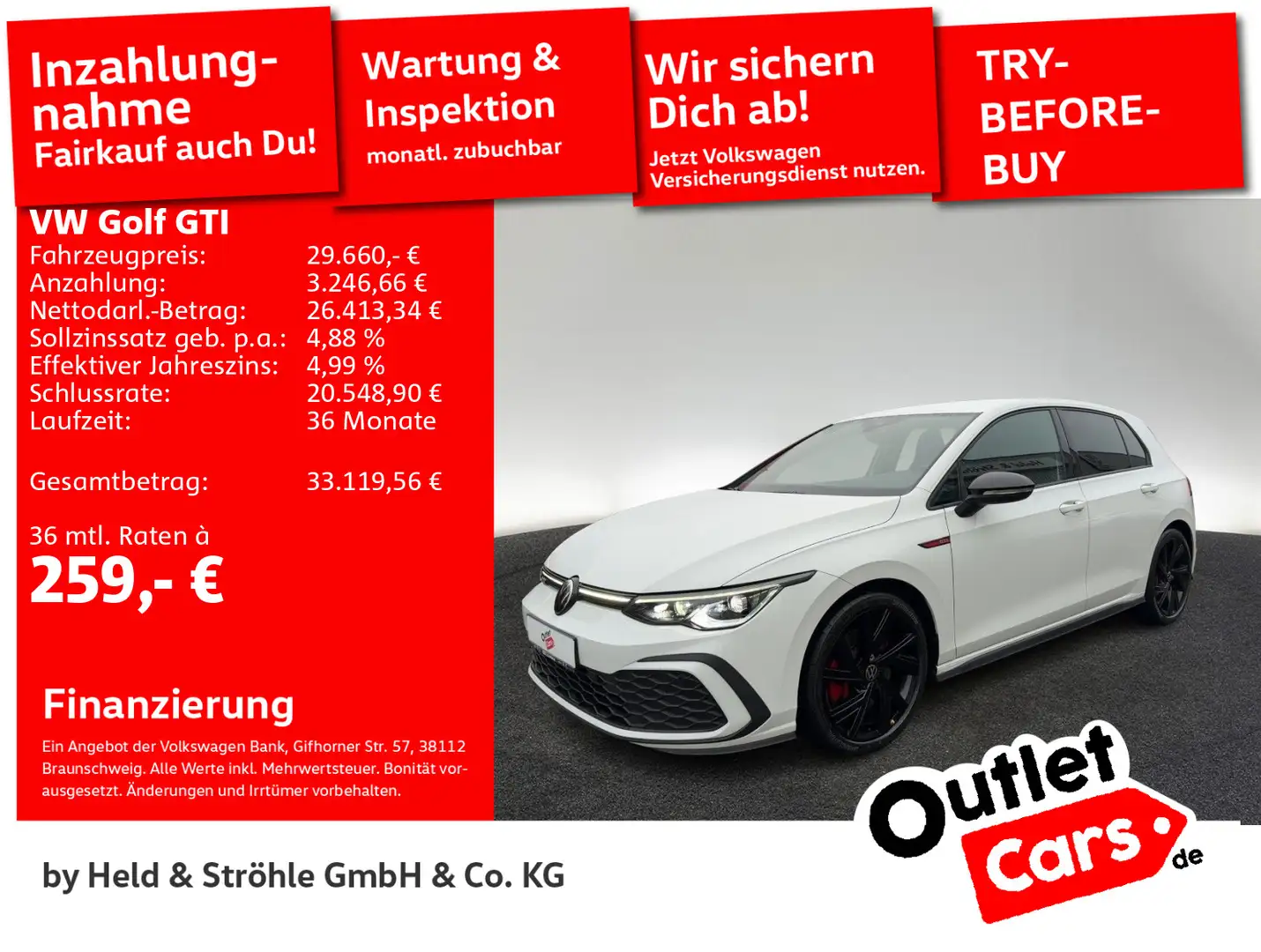 Volkswagen Golf GTI BLACK STYLE 2.0 TSI DSG MATRIX H/K NAVI Weiß - 1