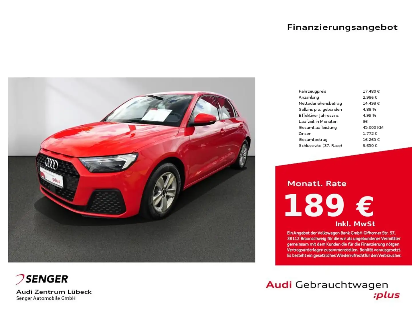Audi A1 Sportback 30 TFSI S line LED digital Cockpit Rouge - 1