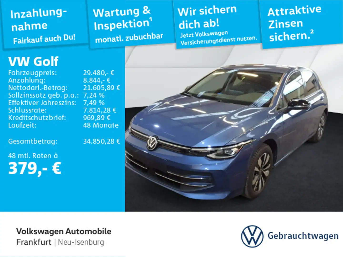Volkswagen Golf VIII 1.5 eTSI DSG Goal DAB+ LEDPlus LightAs Blau - 1