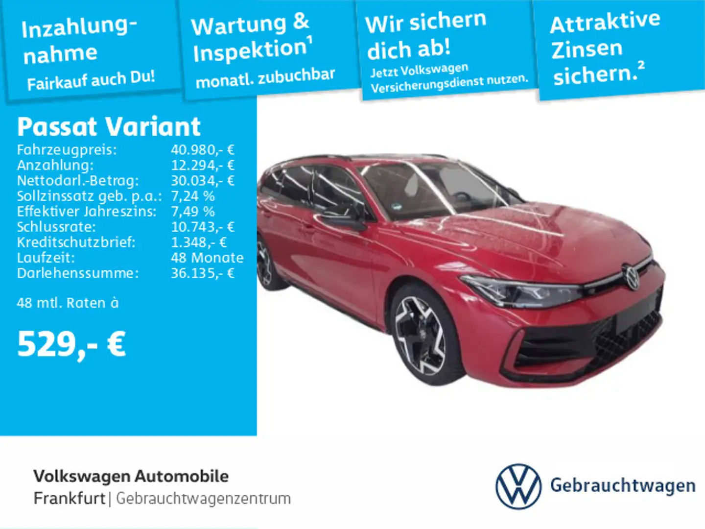 Volkswagen Passat Variant 2.0 TDI DSG R-Line Navi IQ.Light Rosso - 1