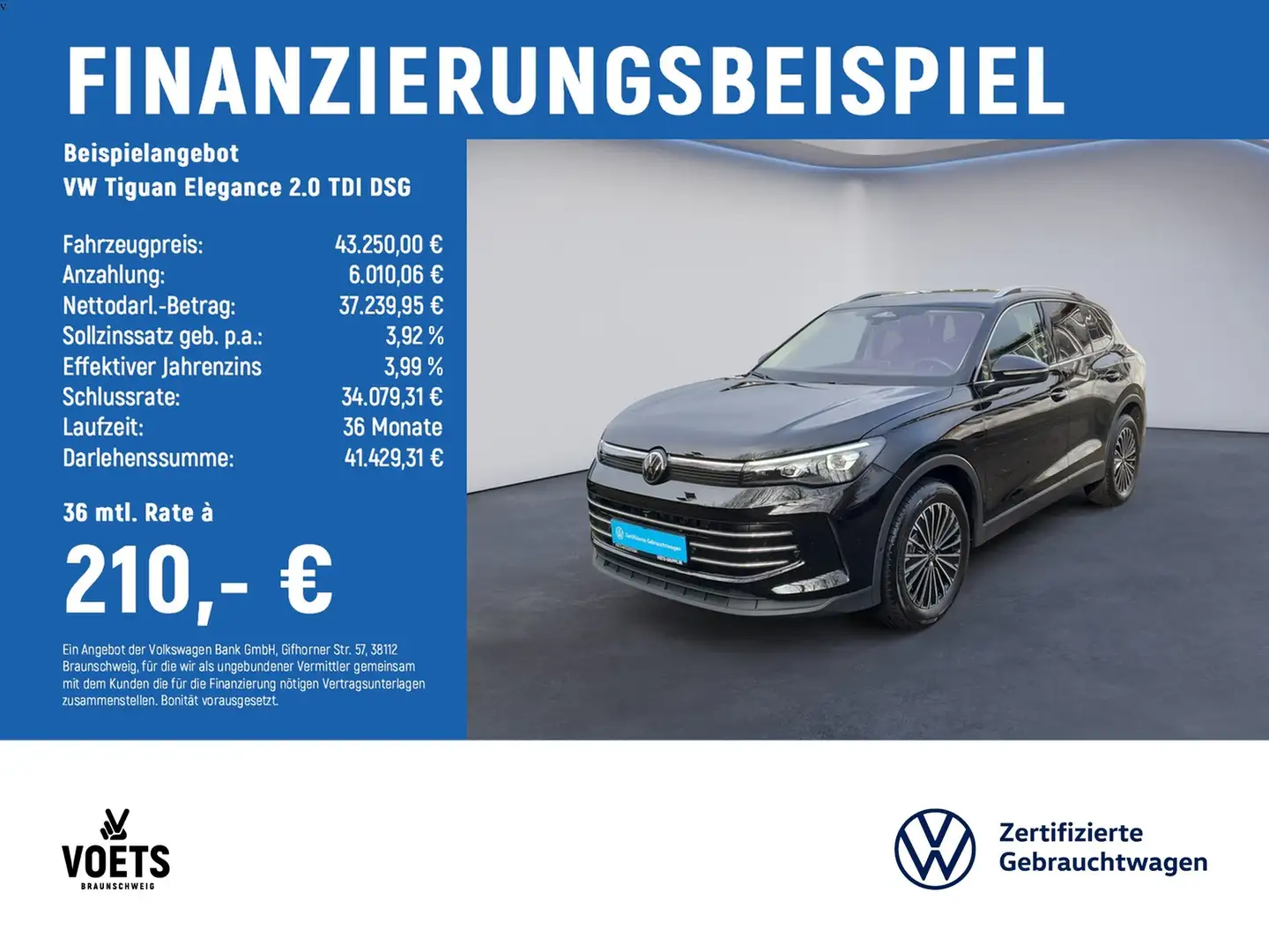 Volkswagen Tiguan Elegance 2.0 TDI DSG MATRIX-LED+HuD+AreaView Schwarz - 2
