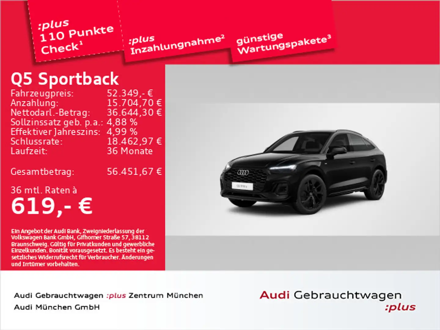 Audi Q5 50 TFSI e qu. S line Luftfed/21"Zol Schwarz - 1