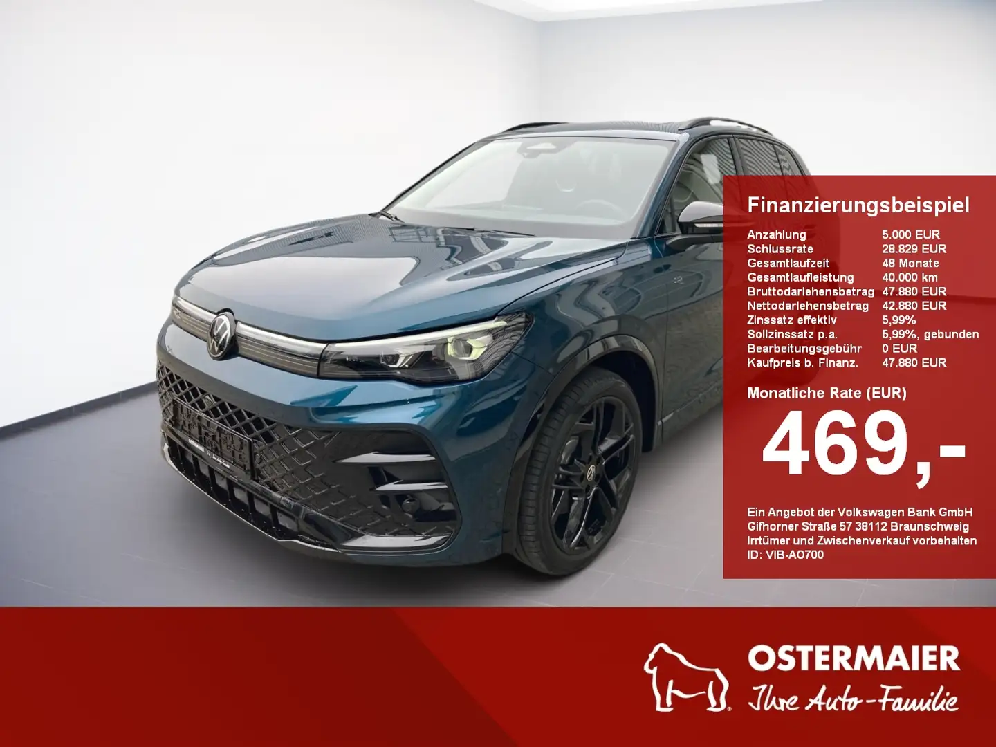 Volkswagen Tiguan R-Line 2.0 TDI DSG AHK.PANO.H&K.IQ.LIGHT Blau - 1