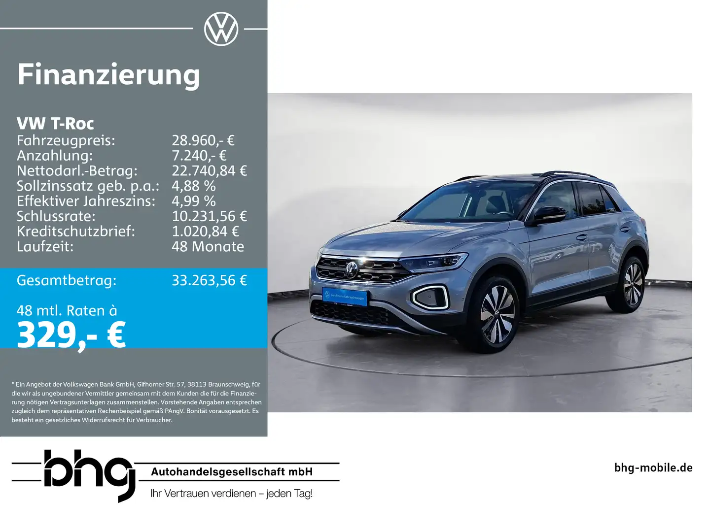 Volkswagen T-Roc 2.0 TDI GOAL AHK LEDplus ACC IQ.Drive Navi Silber - 1