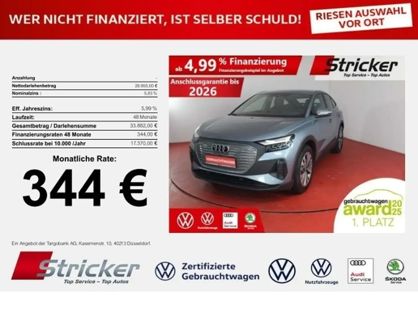Audi Q4 e-tron Sportback 35 344,-ohne Anzahlung Navi Kamera Синій - 1