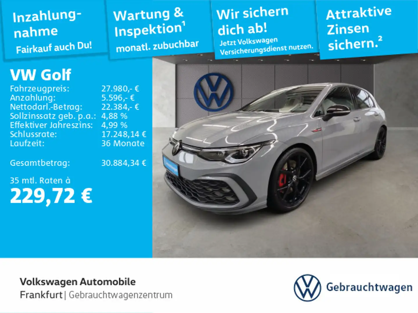 Volkswagen Golf GTI Golf VIII 2.0 TSI DSG GTI Navi LEDPlus DAB+ Fron Grau - 1