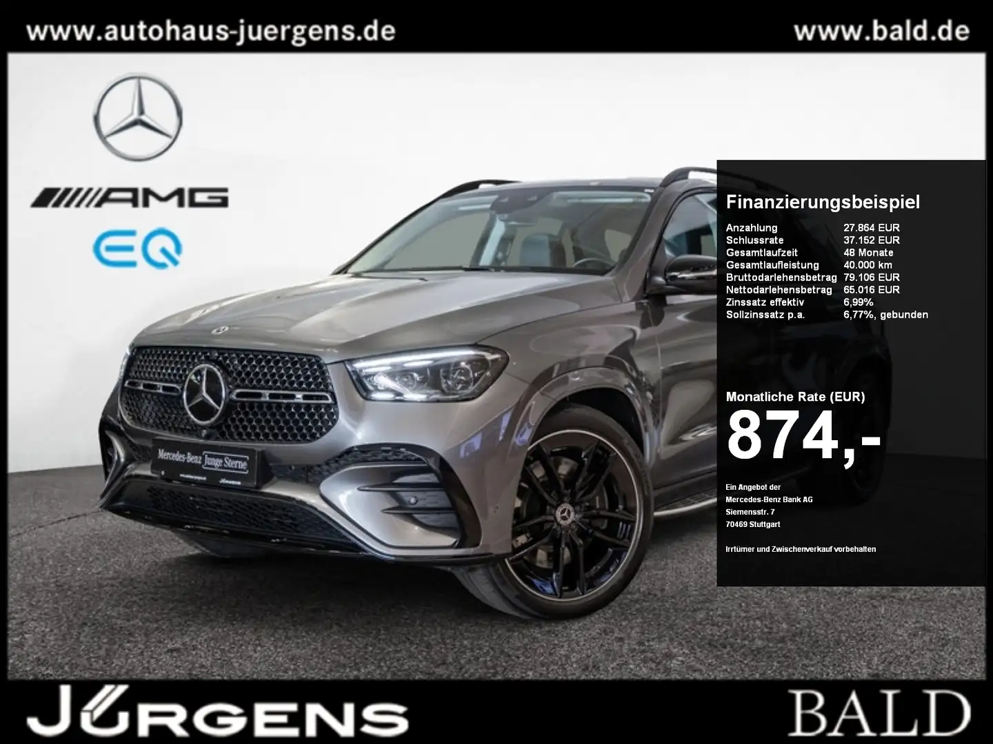 Mercedes-Benz GLE 450 d 4M AMG-Sport/Pano/Distr/Night/Memo/22" Grau - 1