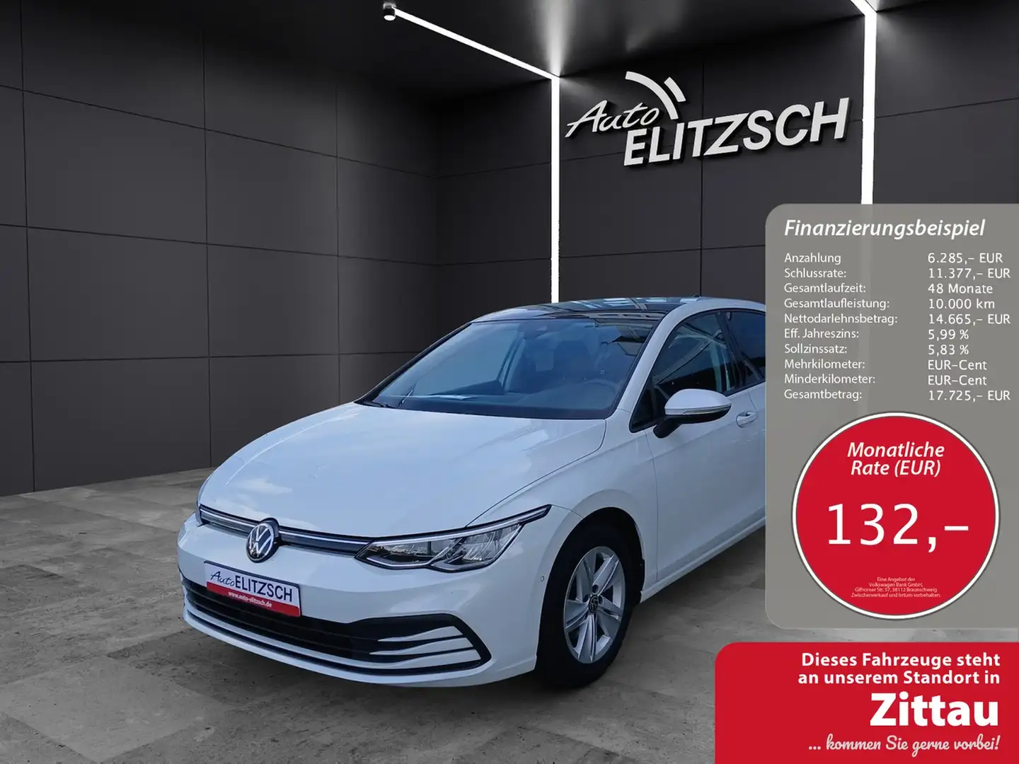 Volkswagen Golf VIII eTSI Life DSG LED AHK Navi Pano AID ACC Pa... Weiß - 1