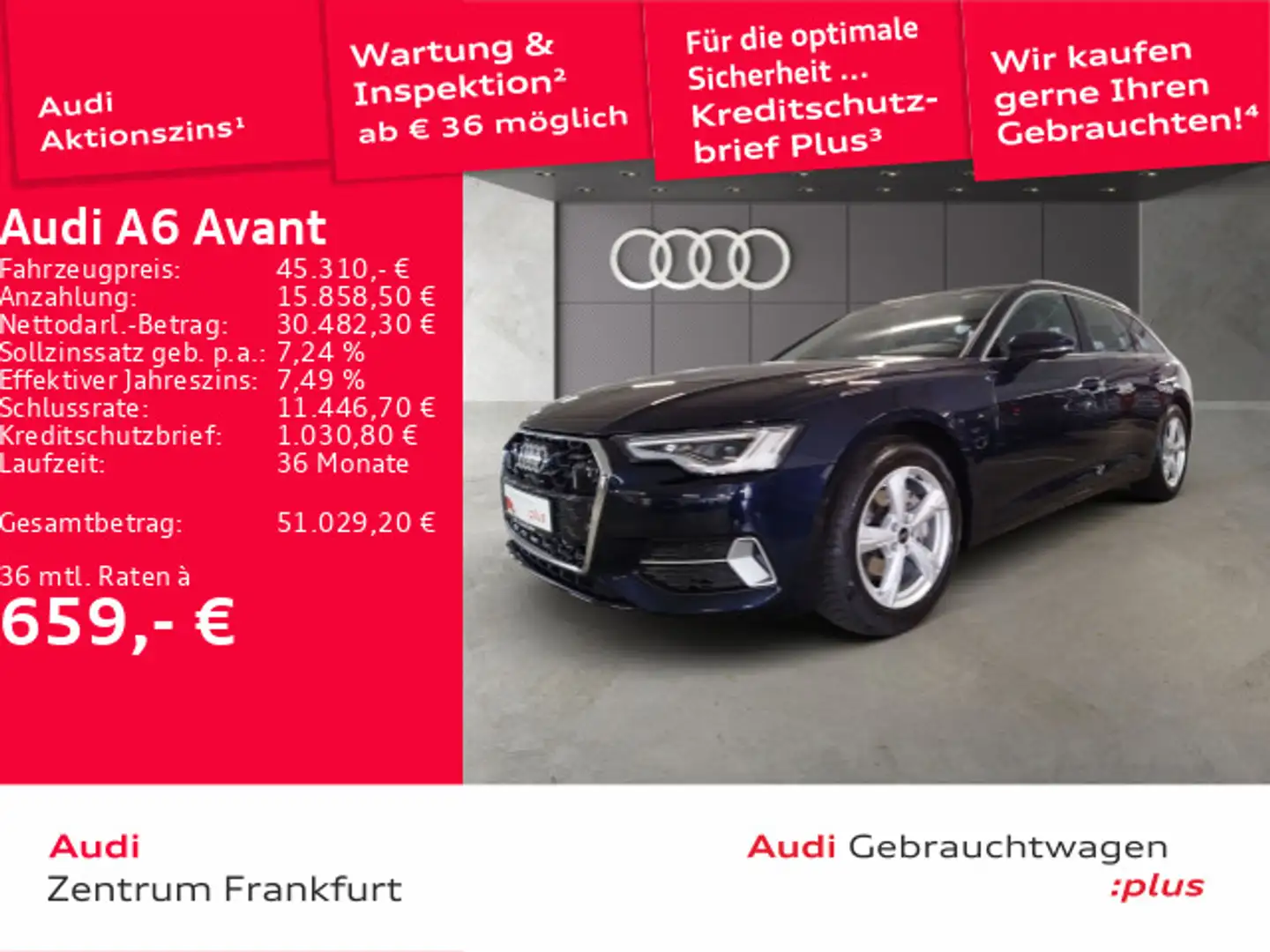 Audi A6 40 TDI advanced  S tronic LED Navi DAB Blau - 1