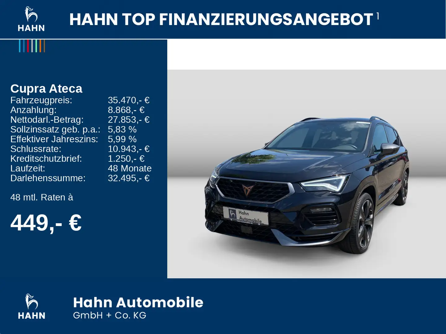 CUPRA Ateca 2.0TSI 4Drive DSG AHK AREA VIEW LED NAVI Schwarz - 2
