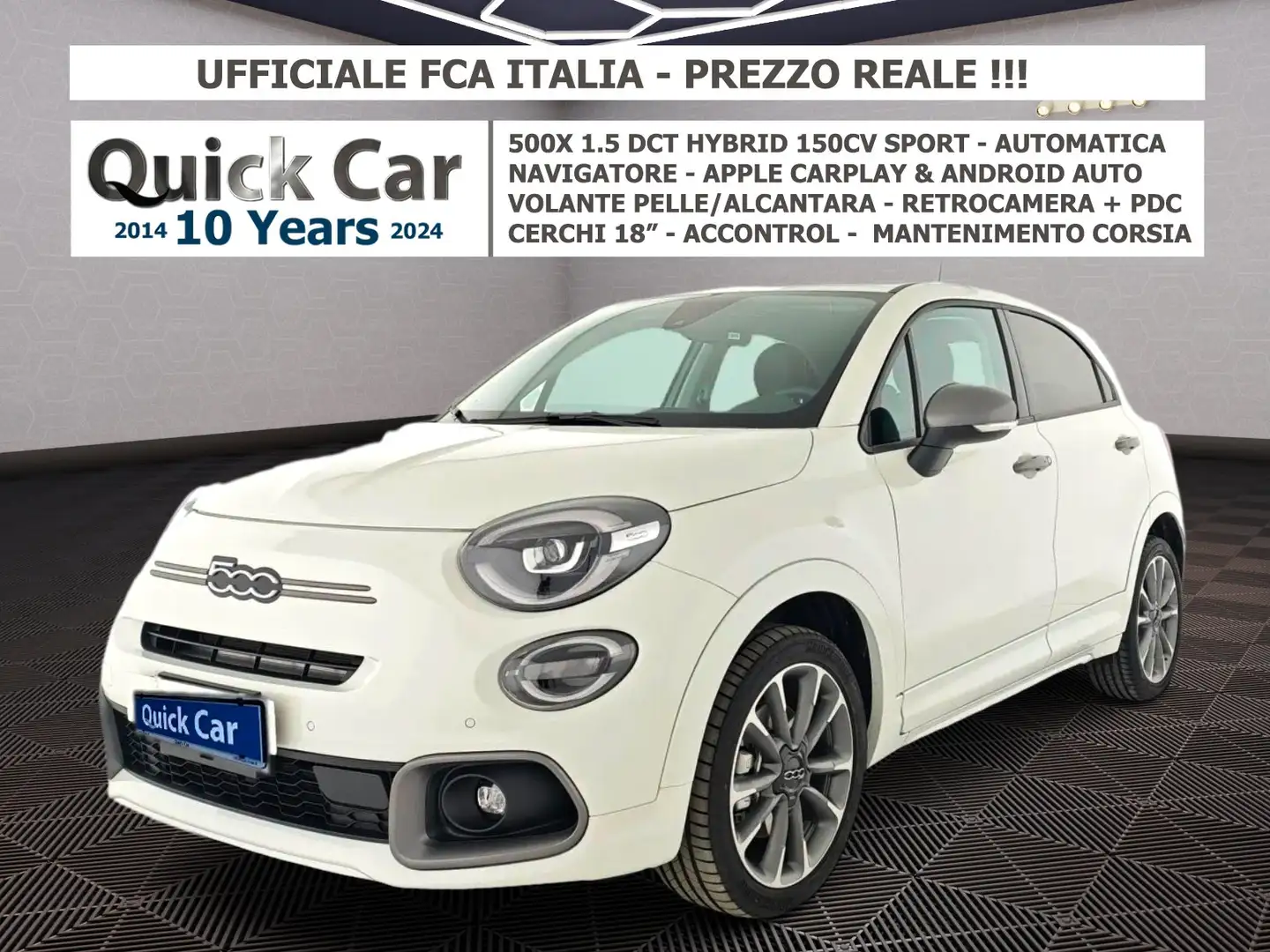 Fiat 500X 1.5 T4 hybrid Sport 130CV DCT NAVI,CARPLAY, Bianco - 1