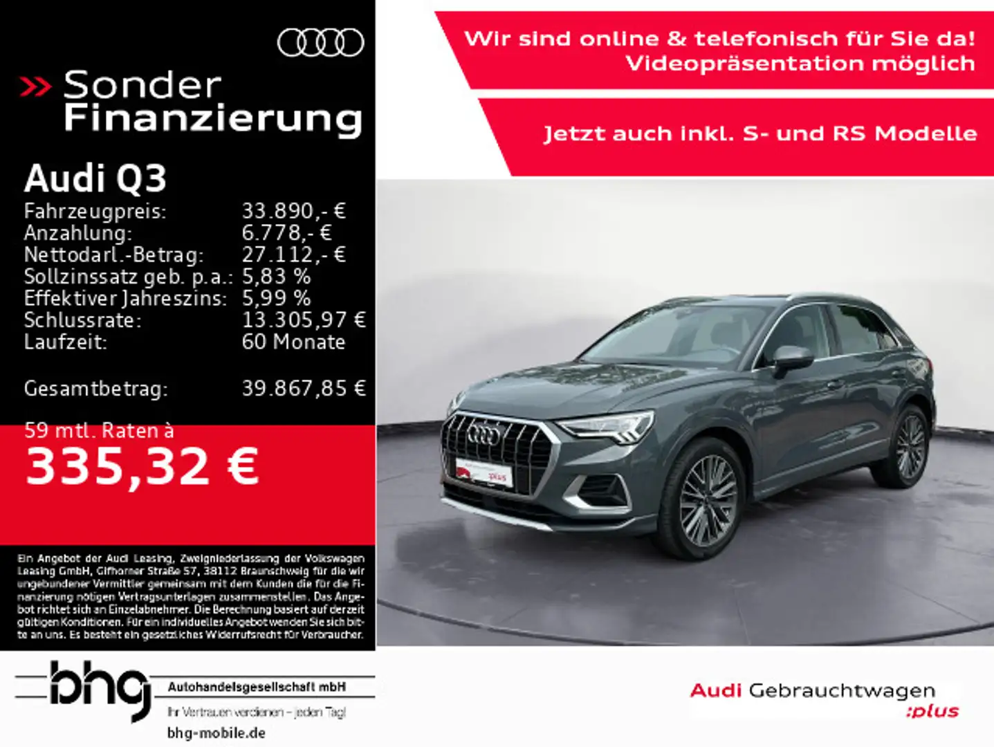 Audi Q3 40 TDI quattro advanced LED/ACC/Navi/Kamera/A Grau - 1