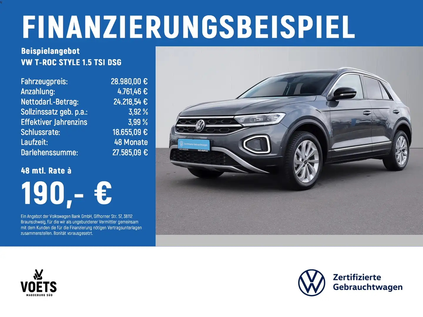 Volkswagen T-Roc STYLE 1.5 TSI DSG LED PLUS+NAVI+AHK+ACC Grau - 2