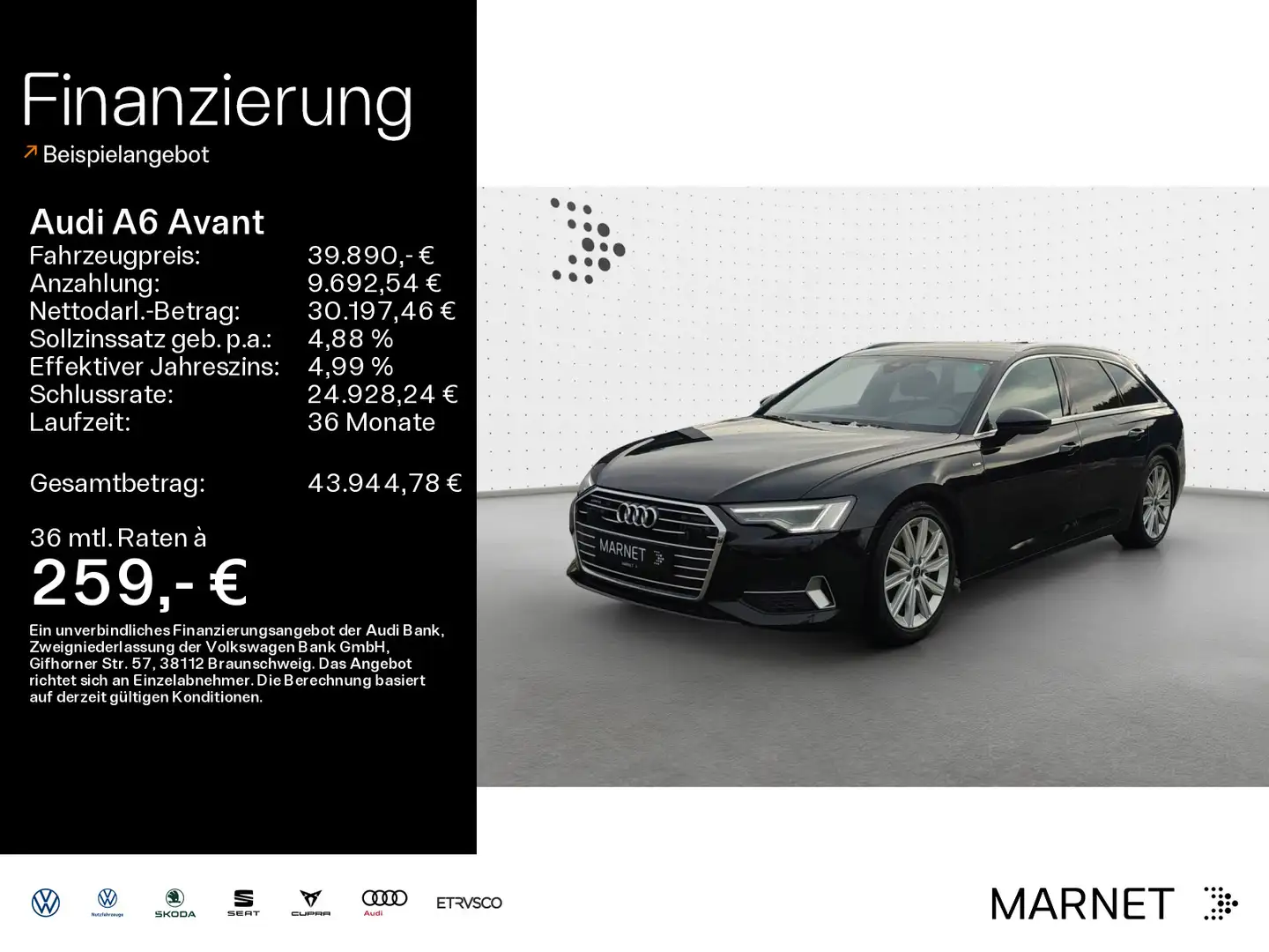 Audi A6 Sport 45 TFSI quattro S line*Navi*Matri Schwarz - 1