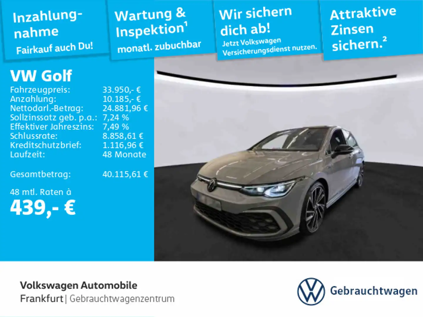 Volkswagen Golf VIII 2.0 TDI DSG GTD Navi IQ.LIGHT - LED-Ma Grau - 1