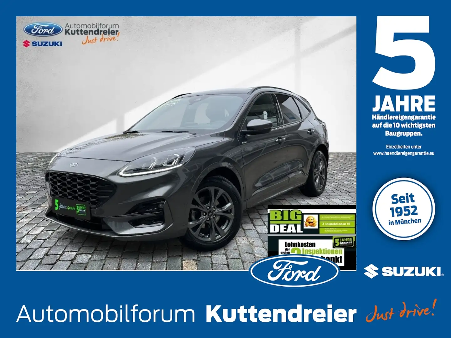 Ford Kuga ST-Line X AHK schw. Voll-LED Glasdach Navi Gris - 1