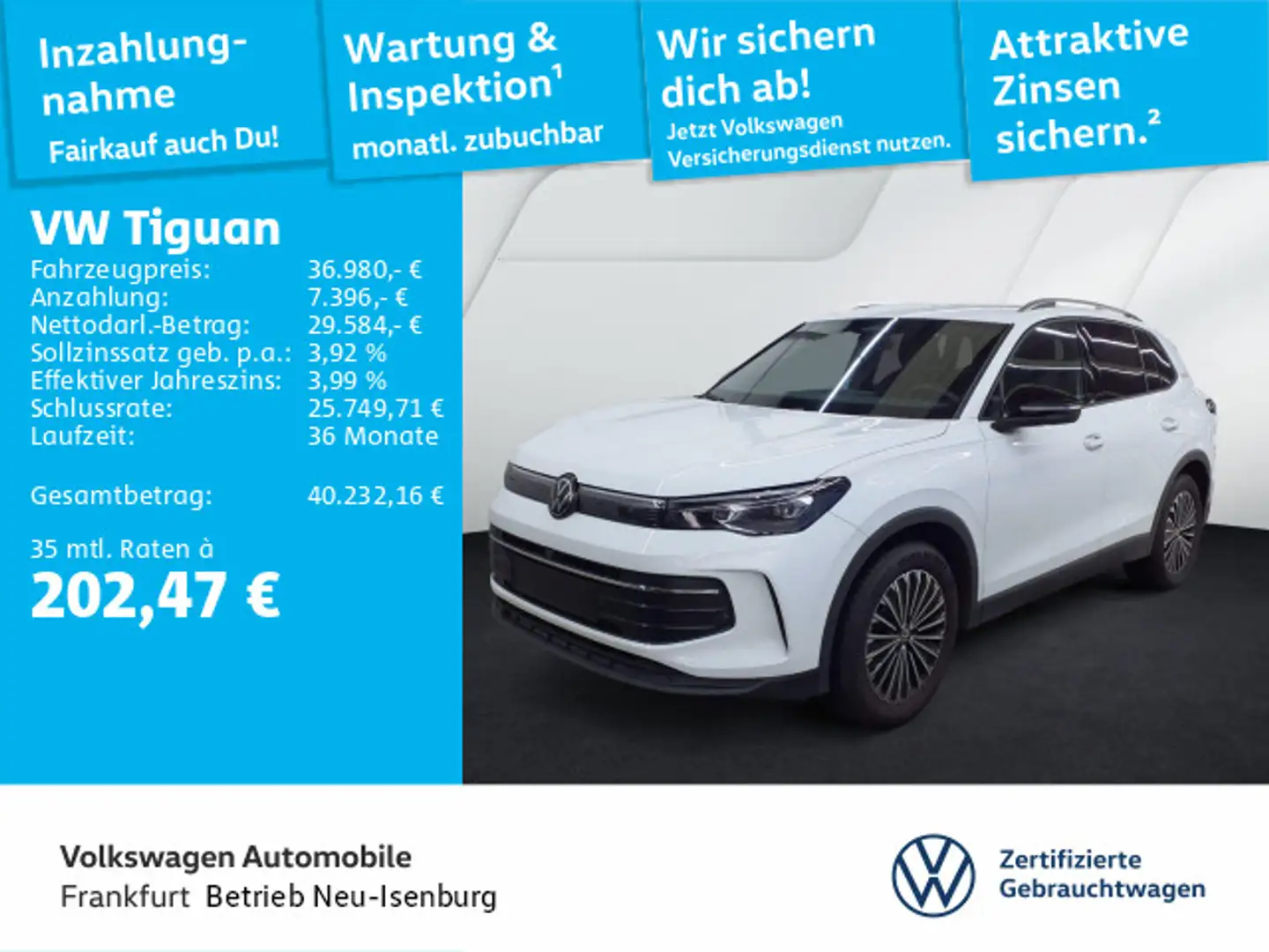 Volkswagen Tiguan 2.0 TDI DSG Goal DAB+ IQLight FrontAssist Weiß - 1