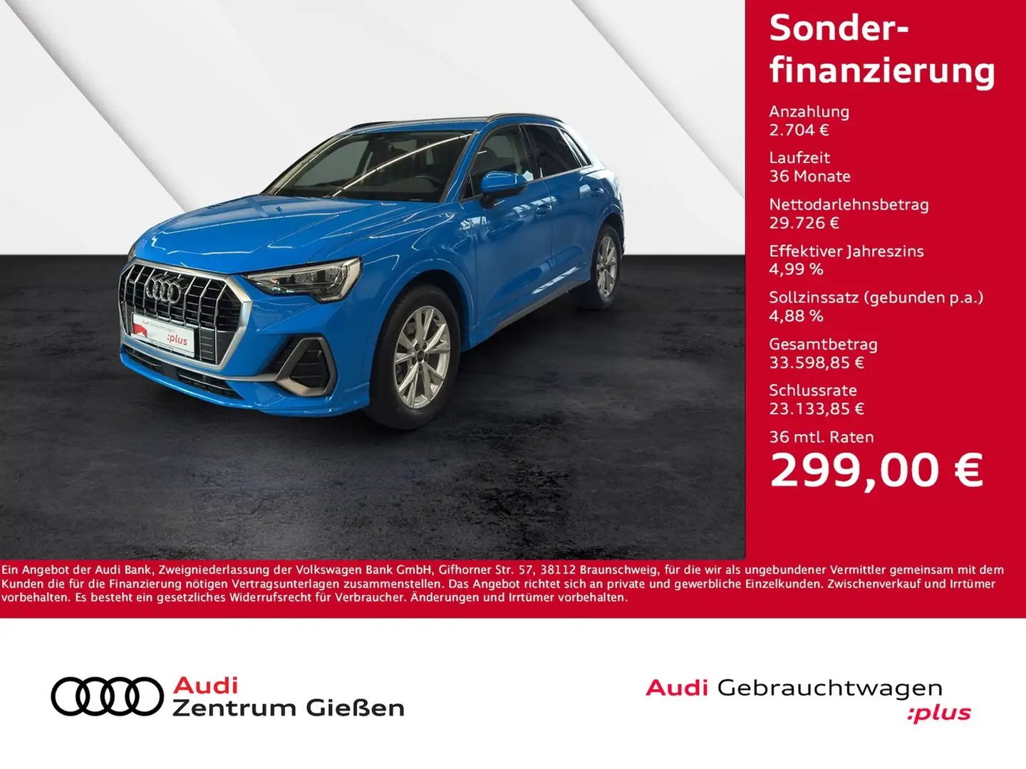 Audi Q3 35 TDI quattro S line SONOS Navi AHK 360°Kamera Bleu - 1