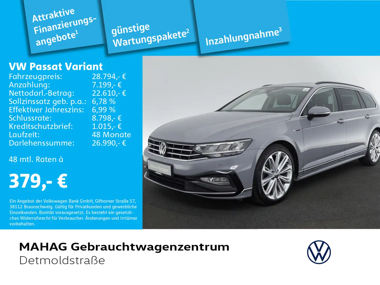 Volkswagen Passat Variant 2.0 TDI 4Mot. R line Ext. Leder N Grau - 1