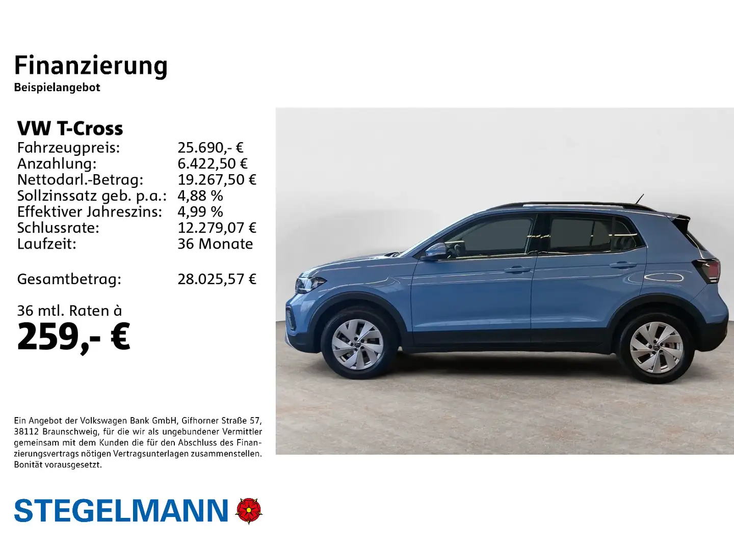 Volkswagen T-Cross 1.0 TSI DSG Life *AHK*LED*+3J. Garantie* Blau - 2