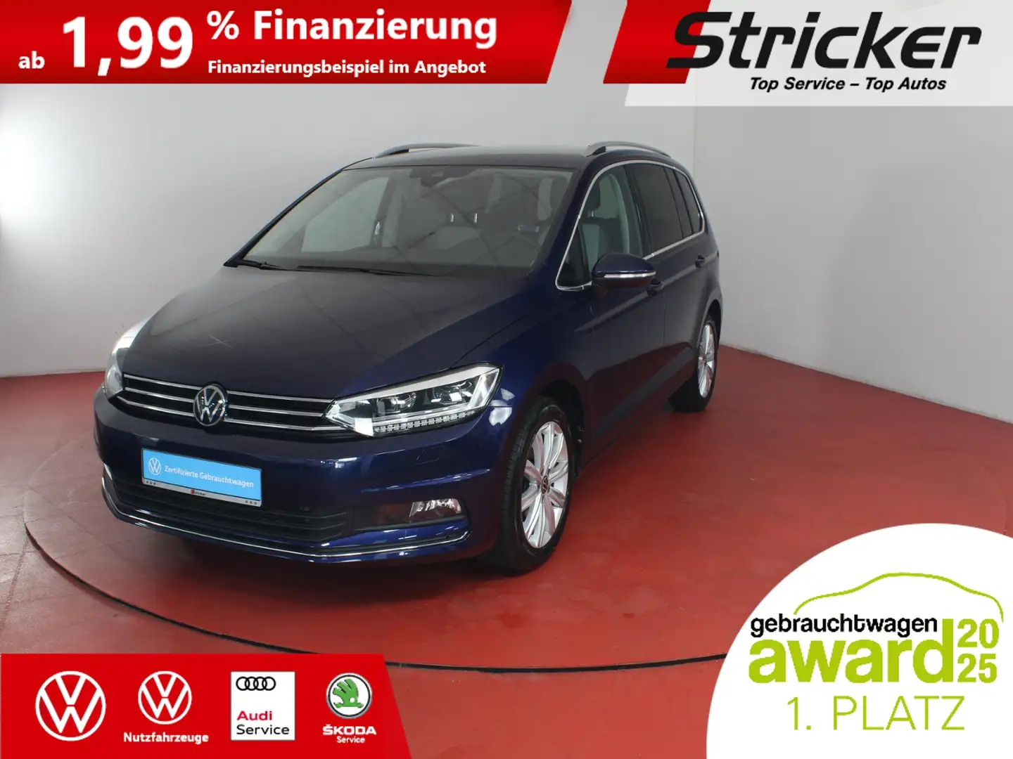 Volkswagen Touran Highline 2.0TDI DSG 299,-ohne Anzahlung 7-Sitzer Blau - 2