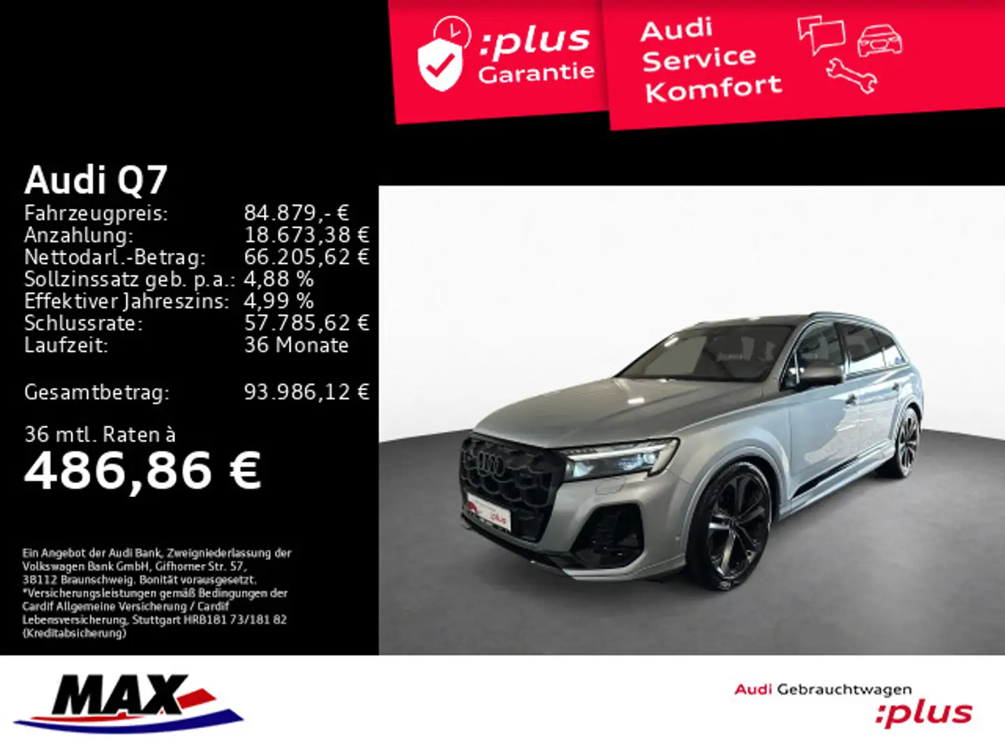 Audi Q7 50 TDI QUATTRO S LINE 7-SITZER MATRIX+AHK+PAN Silber - 1